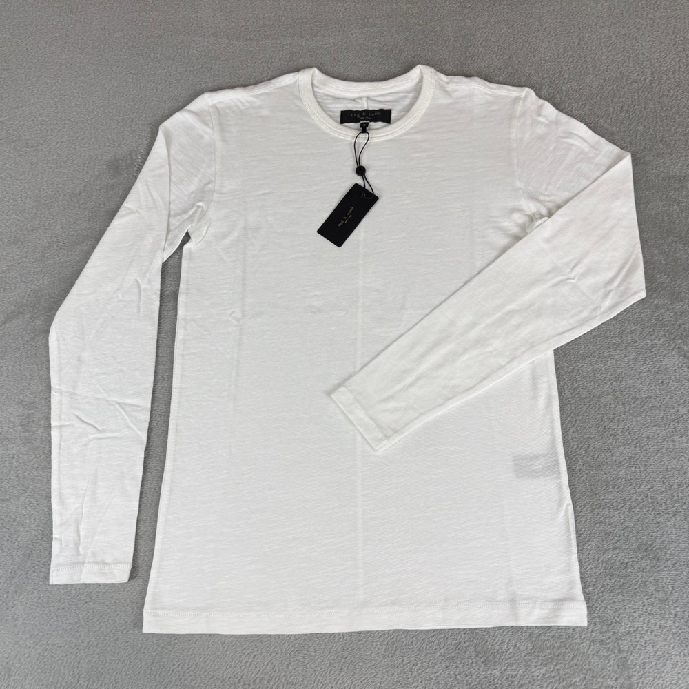 Rag & Bone Long Sleeve Core Tee T-Shirt Mens XS White Stretch Pima $125 New NWT